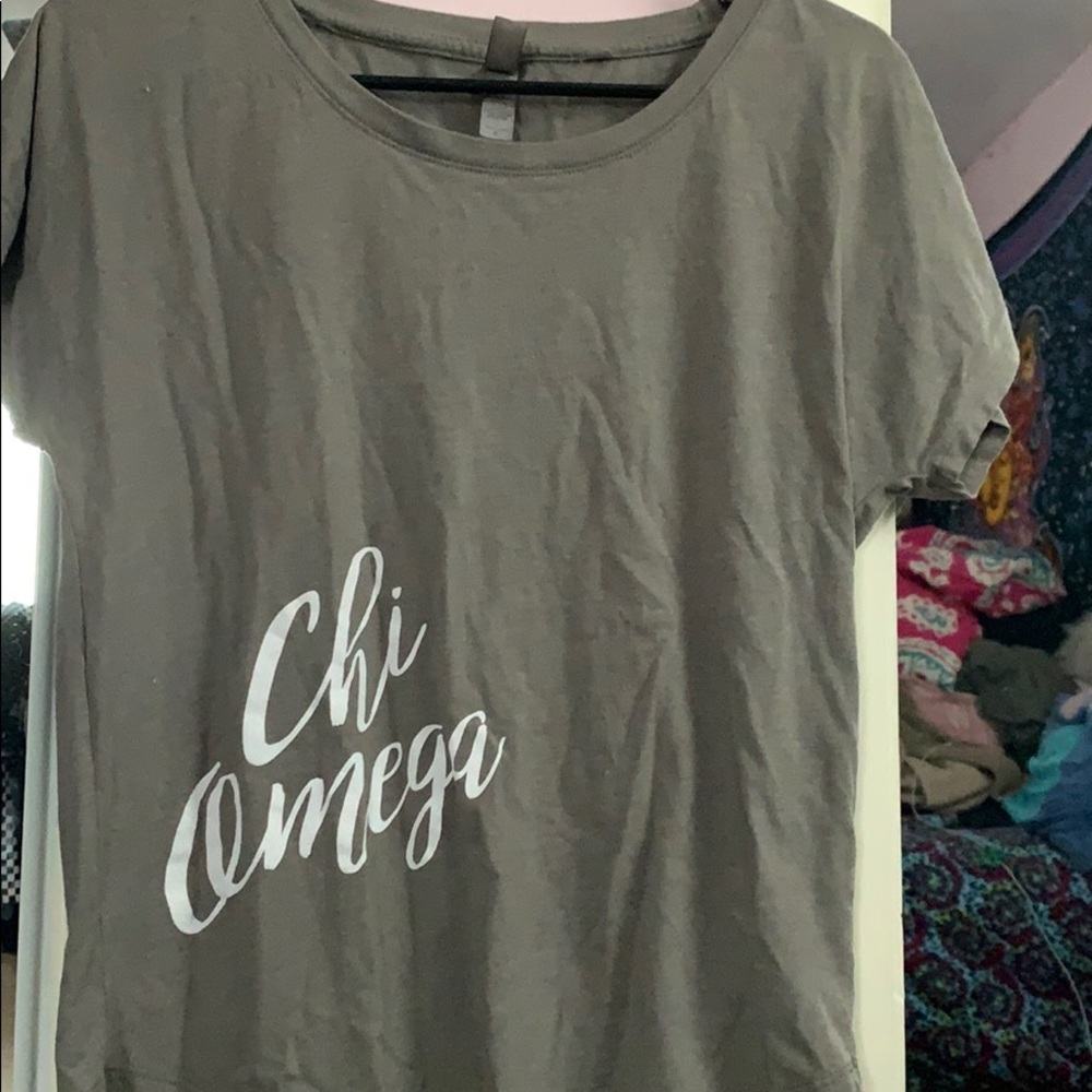 Grey/ Green Chi Omega Shirt